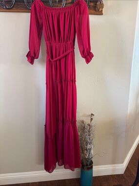 Baltic Born Red Off-the-Shoulder Maxi Dress